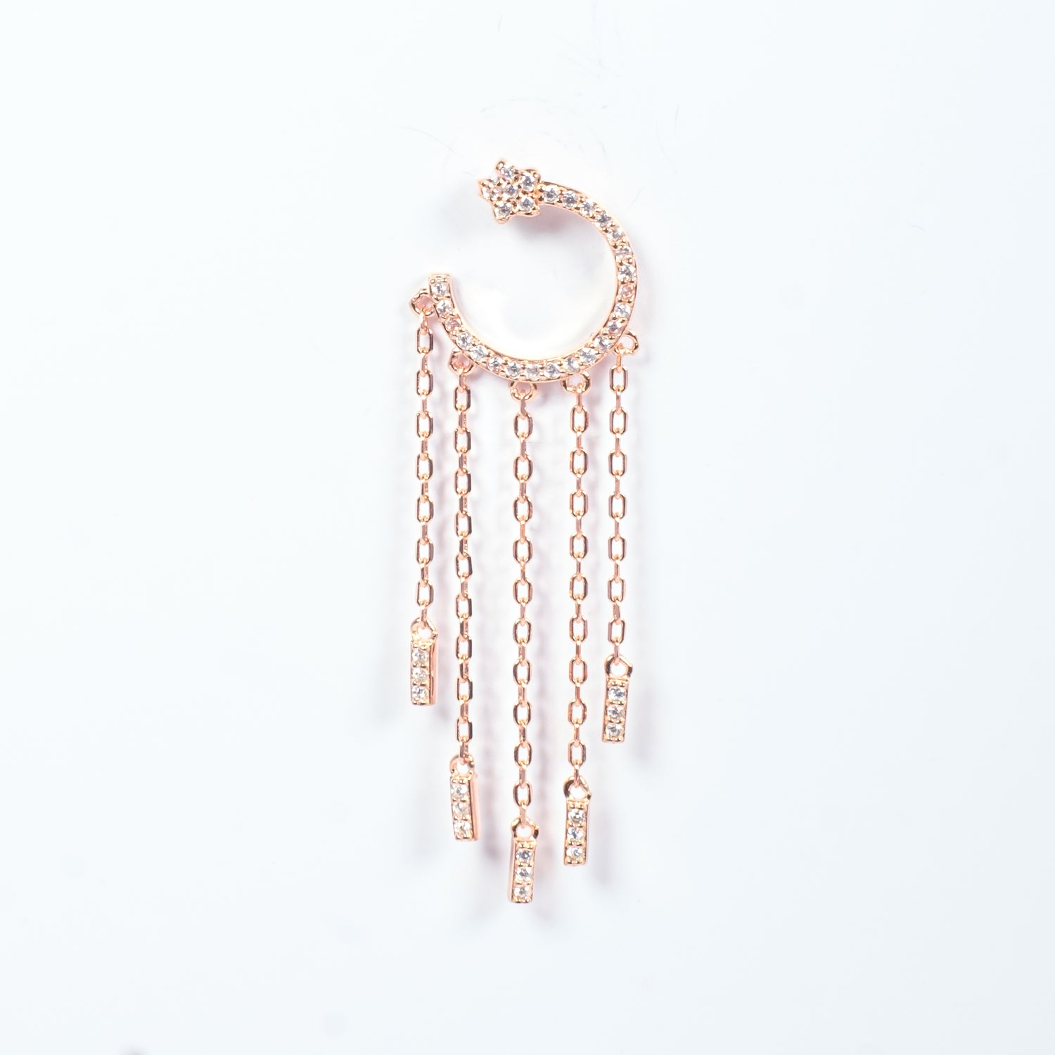 Mono Orecchino Ila Orecchino pendente in argento 925 placcato oro rosa con zirconi Fofo Somani