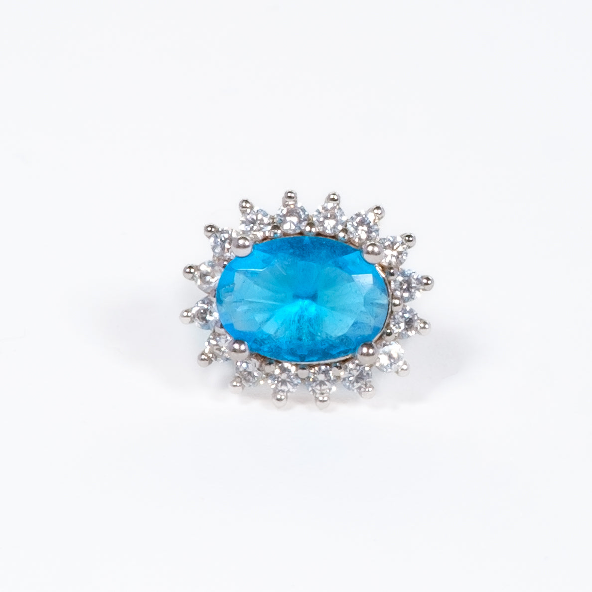 Mono Orecchino Lady D Mono azzurro impreziosito da zirconi incastonati in argento 925 Fofo Somani