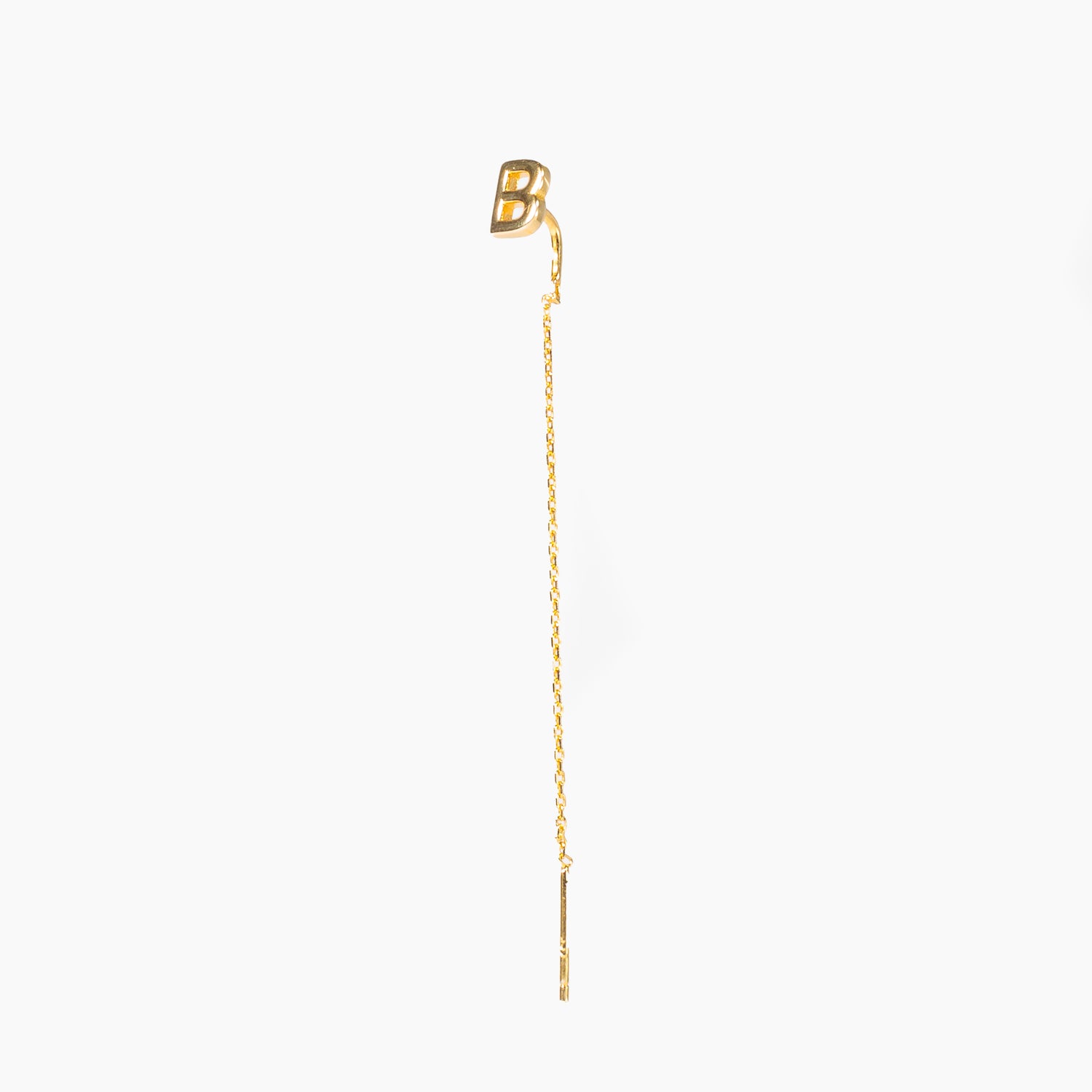 Mono Orecchino Lettera Cerchietto con catenella in argento 925 placcato oro 18k B Fofo Somani