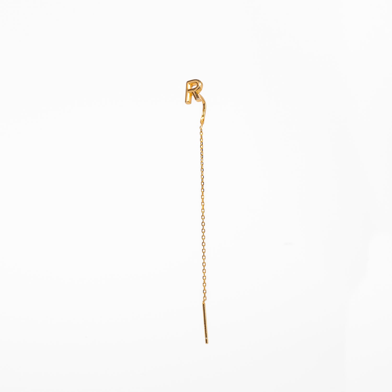 Mono Orecchino Lettera Cerchietto con catenella in argento 925 placcato oro 18k Fofo Somani