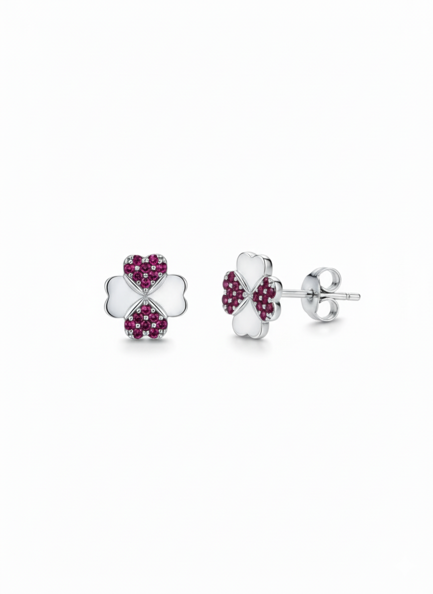 Mono Orecchino Quadrilove Orecchino in argento 925 rodiato e zirconi Fofo Somani