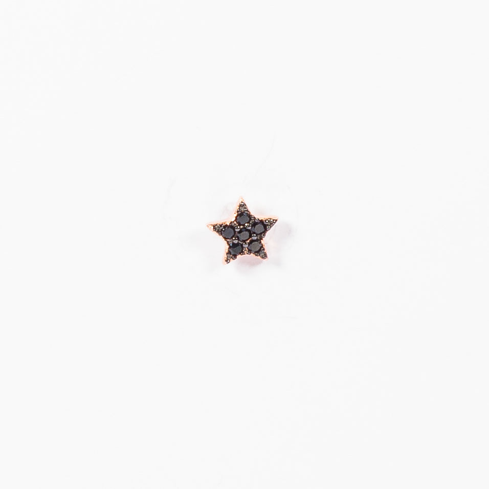 Mono Orecchino Stella Small argento 925 placcato oro rosa o oro 18k con zirconi Neri Fofo Somani