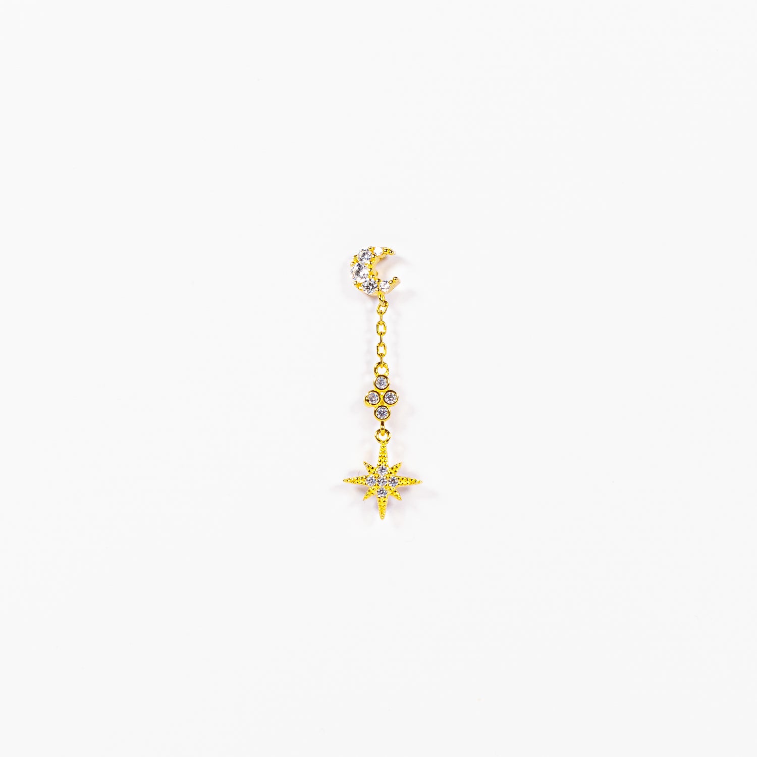 Mono Orecchino Universe Mono orecchino in argento 925 placcato oro 18k e zirconi Fofop Somani
