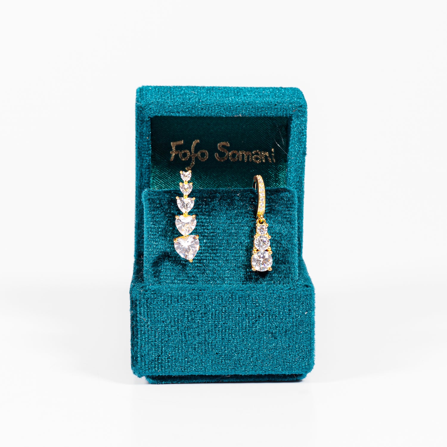 Mono Orecchino Vea Orecchino con 5 cuori crescenti in argento 925 placcato oro 18k e zirconi Confezione Fofo Somani