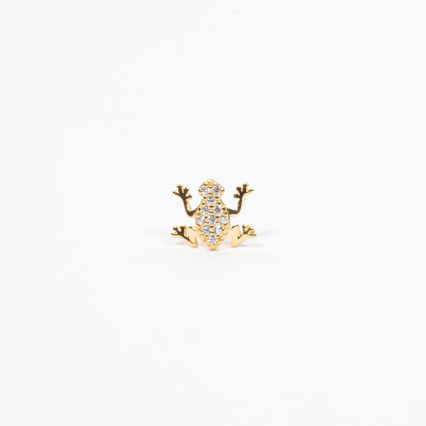 Mono Orecchino Frog Argento 925 placcato Oro con Zirconi Fofo Somani