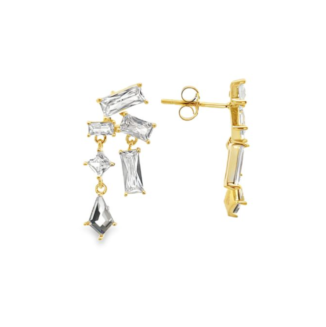 Monorecchino All Zirconia Argento925 Placcato Oro18k Zirconi Fofo Somani