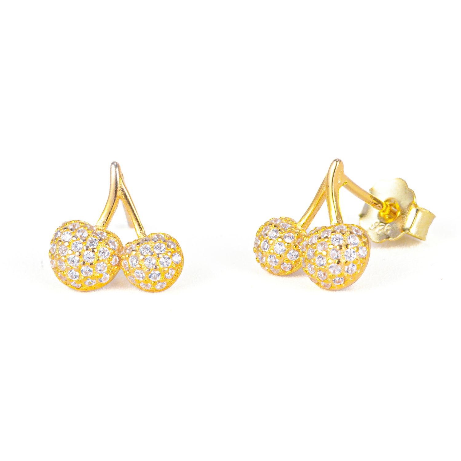 Monorecchino Cherry Gold Argento925 Placcato Oro18k Zirconi Fofo Somani