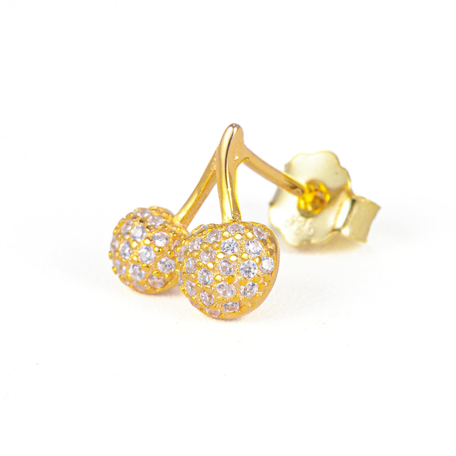 Monorecchino Cherry Gold Dettaglio Argento925 Placcato Oro18k Zirconi Fofo Somani