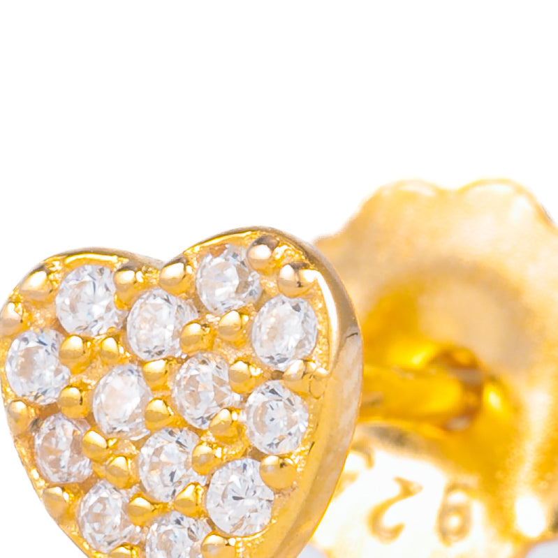 Monorecchino Cuore Petit Gold Dettaglio Argento925 Placcato Oro18k Zirconi Fofo Somani