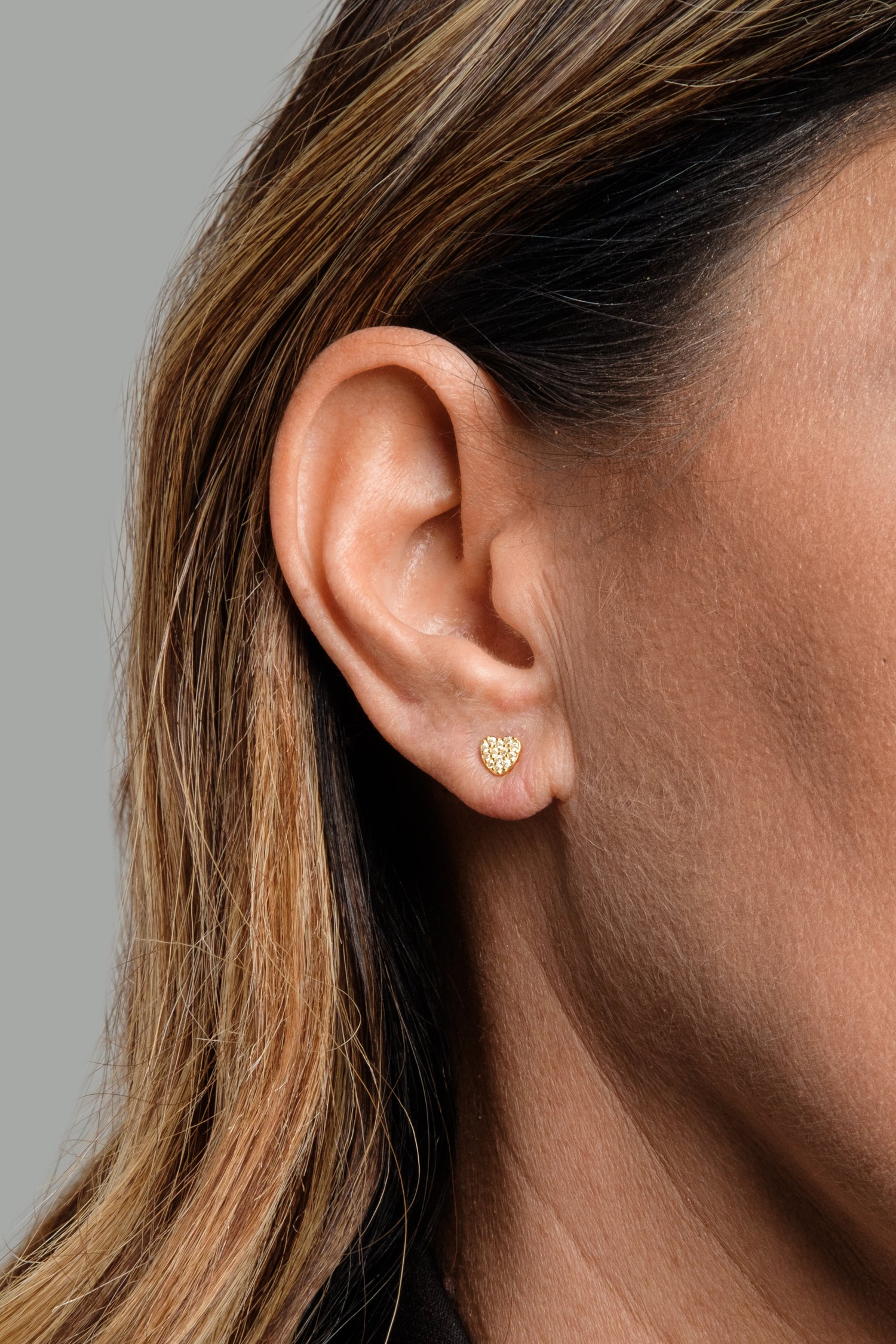 Monorecchino Cuore Petit Gold Modella Argento925 Placcato Oro18k Zirconi Fofo Somani