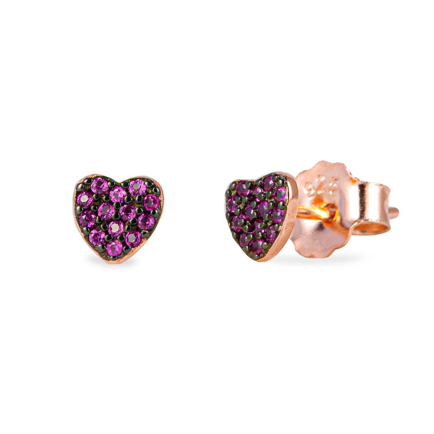 Monorecchino Cuore Petit Rose Argento925 Placcato Oro Rosa Zirconi Rosa Fofo Somani