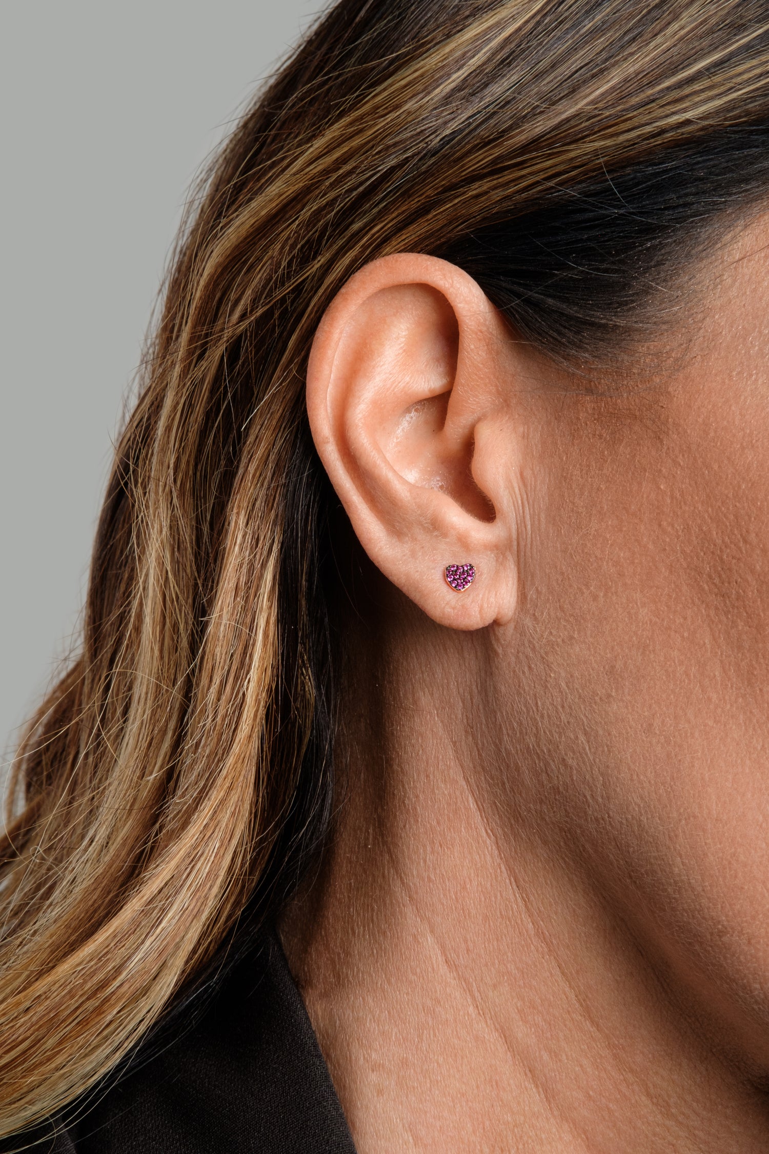 Monorecchino Cuore Petit Rose Modella Argento925 Placcato Oro Rosa Zirconi Rosa Fofo Somani