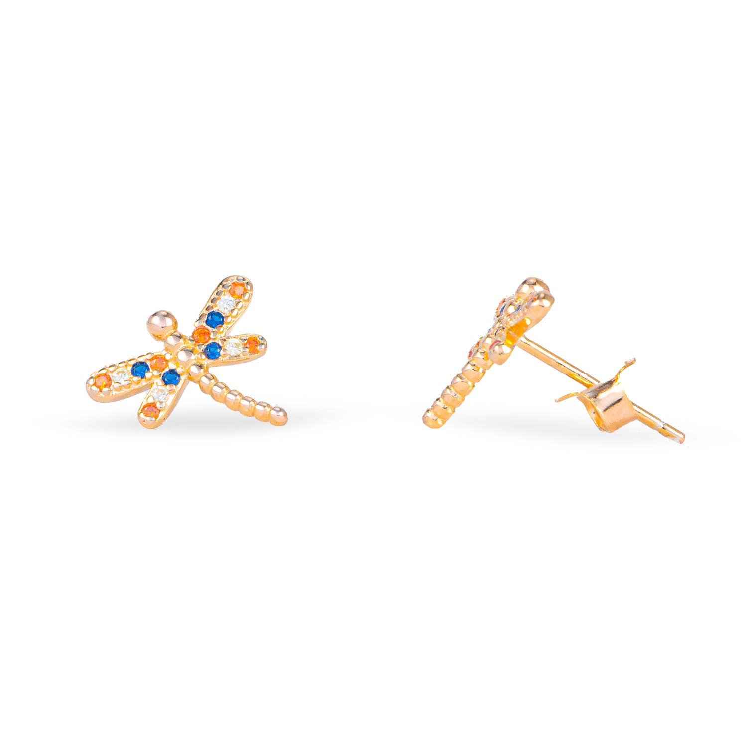 Monorecchino Libellula Argento925 Placcato Oro18k Zirconi Multicolor Fofo Somani