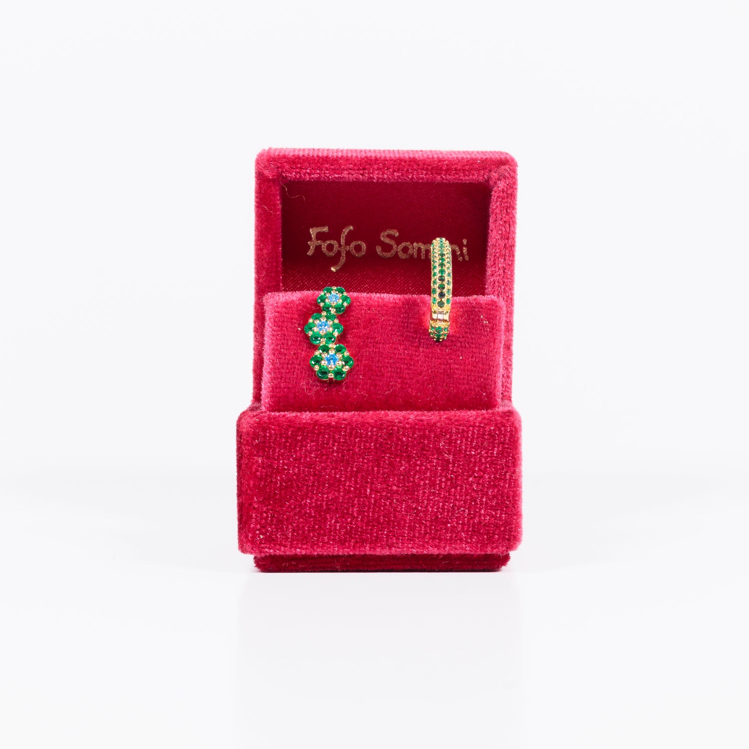 Monorecchino Margherite Trio Argento 925 Zirconi Blu Fofo Somani Confezione