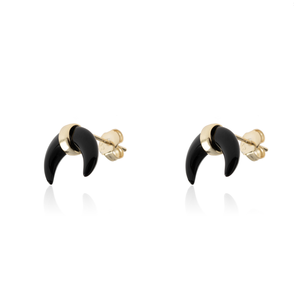 Monorecchino MezzaLuna Argento925 Placcato Oro18k Nero Fofo Somani