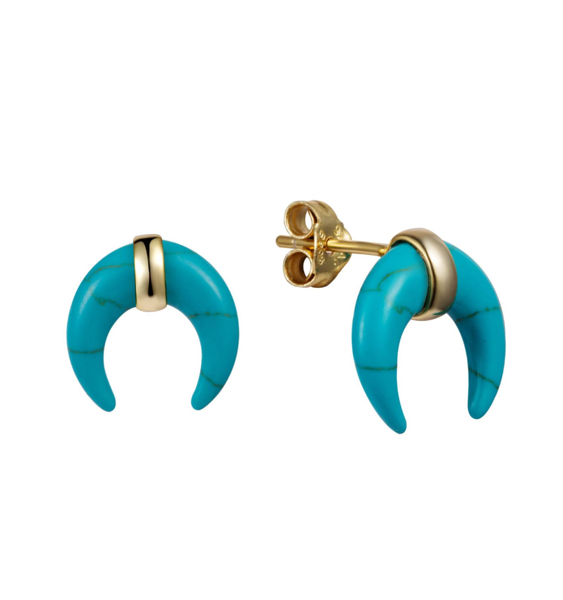 Monorecchino MezzaLuna Argento925 Placcato Oro18k Turchese Fofo Somani