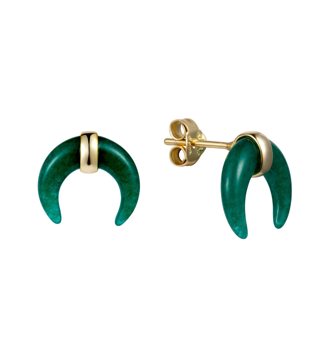 Monorecchino MezzaLuna Argento925 Placcato Oro18k Verde Fofo Somani