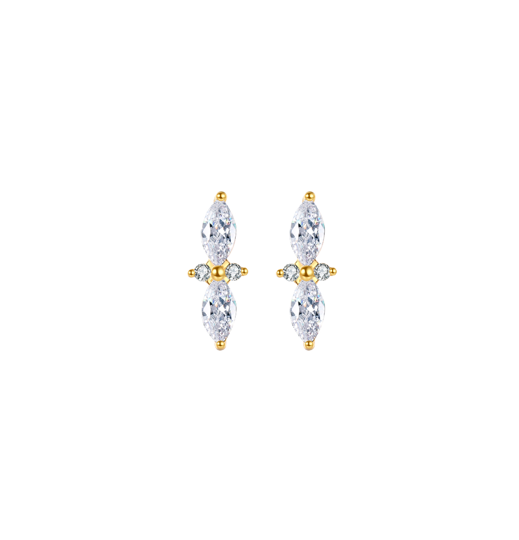 Monorecchino Olivia Argento925 Placcato Oro18k Zirconi Fofo Somani