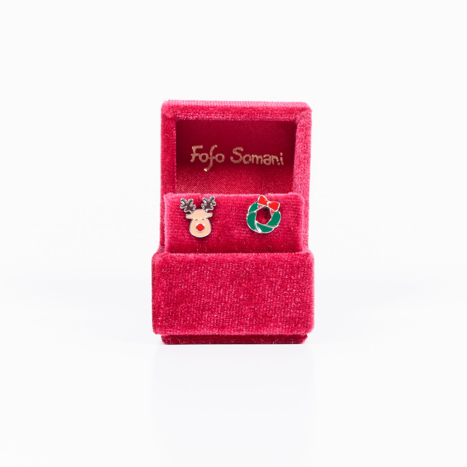Monorecchino Renna Argento 925 Smalto Natale Fofo Somani confezione