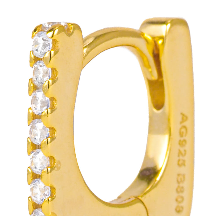 Monorecchino Square Mini Dettaglio Argento925 Placcato Oro18k zirconi bianco fofo somani