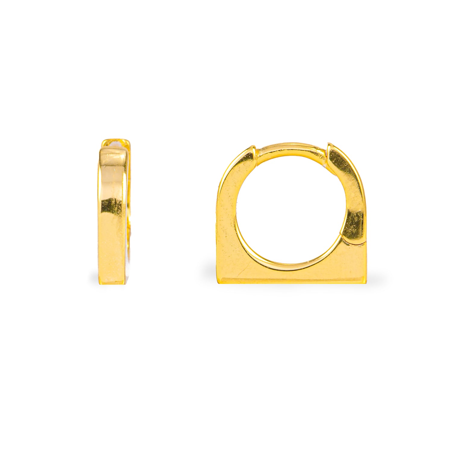 Monorecchino Square Mini Plain Argento925 Placcato Oro18k Fofo Somani