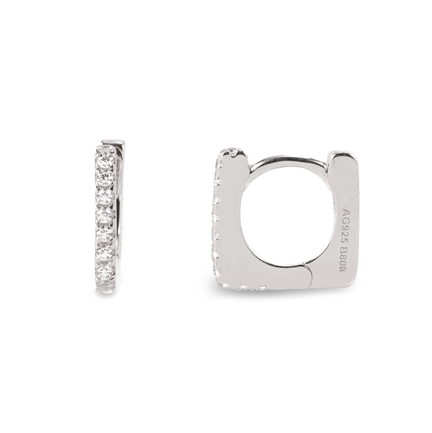 Monorecchino Square Mini White Argento925 Rodiato Zirconi Fofo Somani
