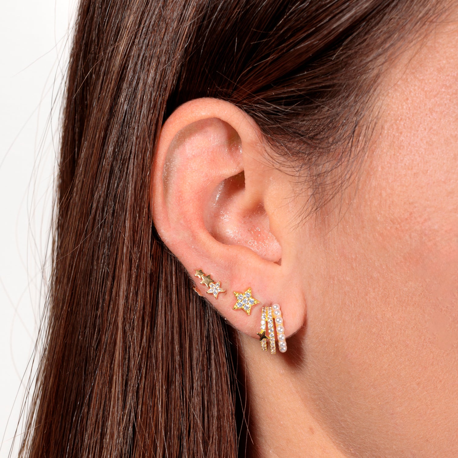 Monorecchino Stella Small Argento 925 placcato Oro Rosa con Zirconi Fofo Somani Modella