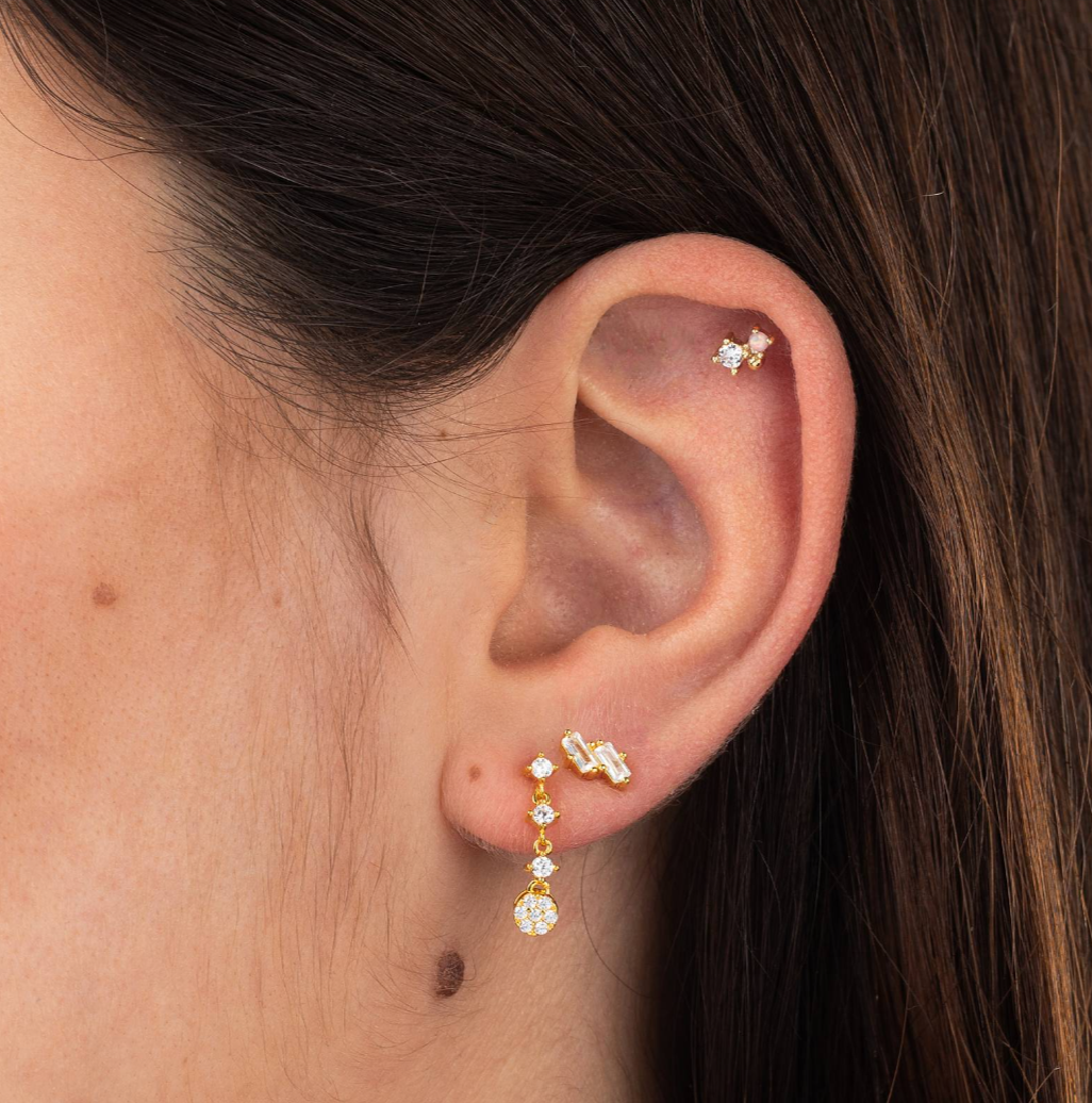 Monorecchino Vega Modella Argento925 Placcato oro18k Zirconi Fofo Somani