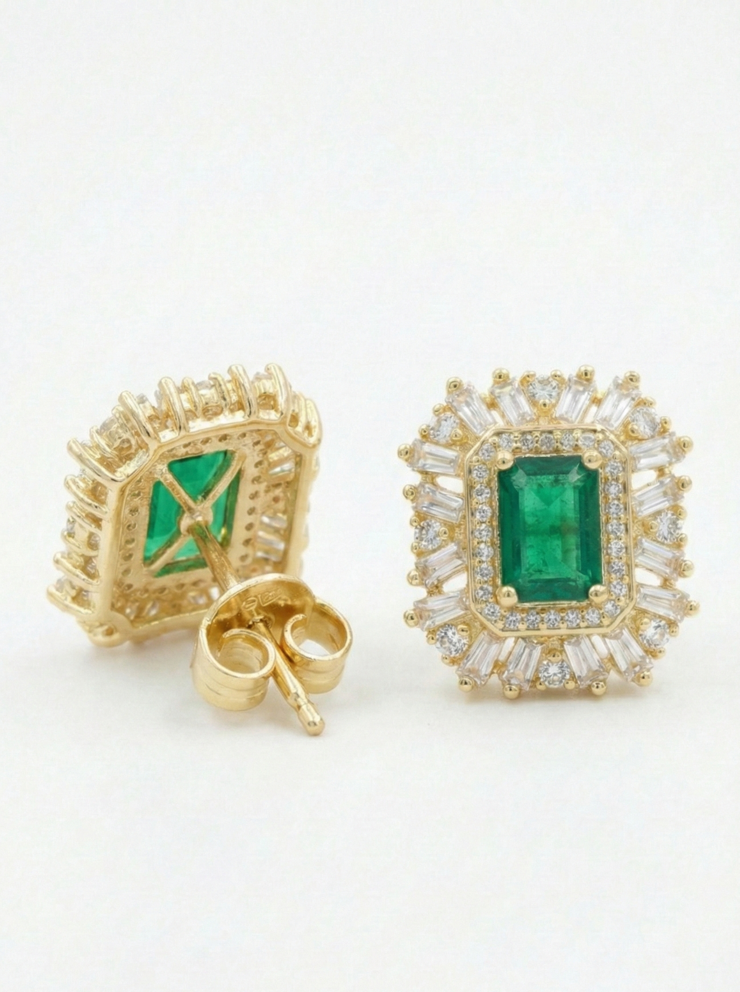 Orecchini Royal Argento925 Placcato Oro18k Zirconi Verde Fofo somani