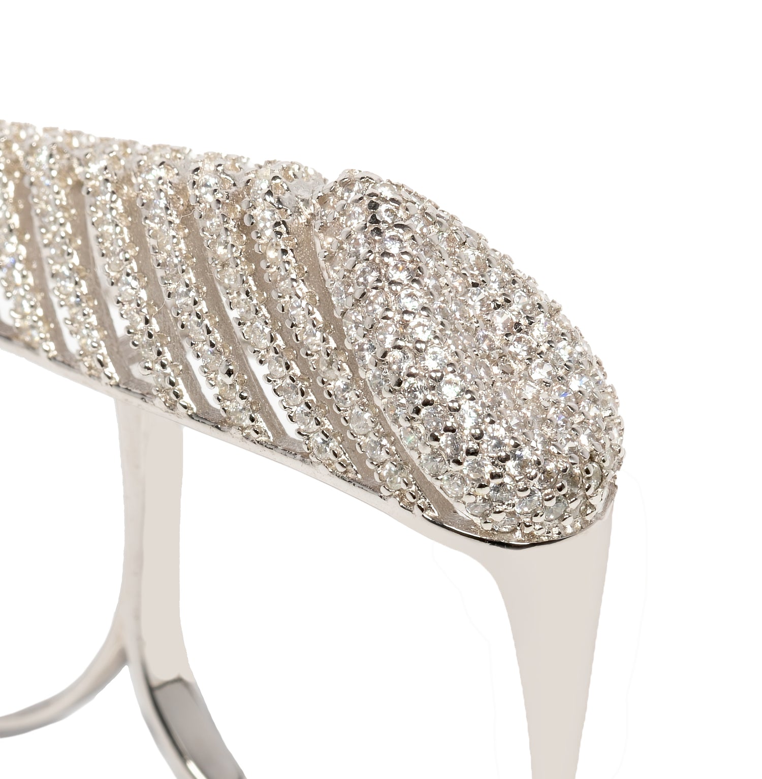 Trio Ring Big Anello Dettaglio Argento925 Rodiato Zirconi Fofo Somani