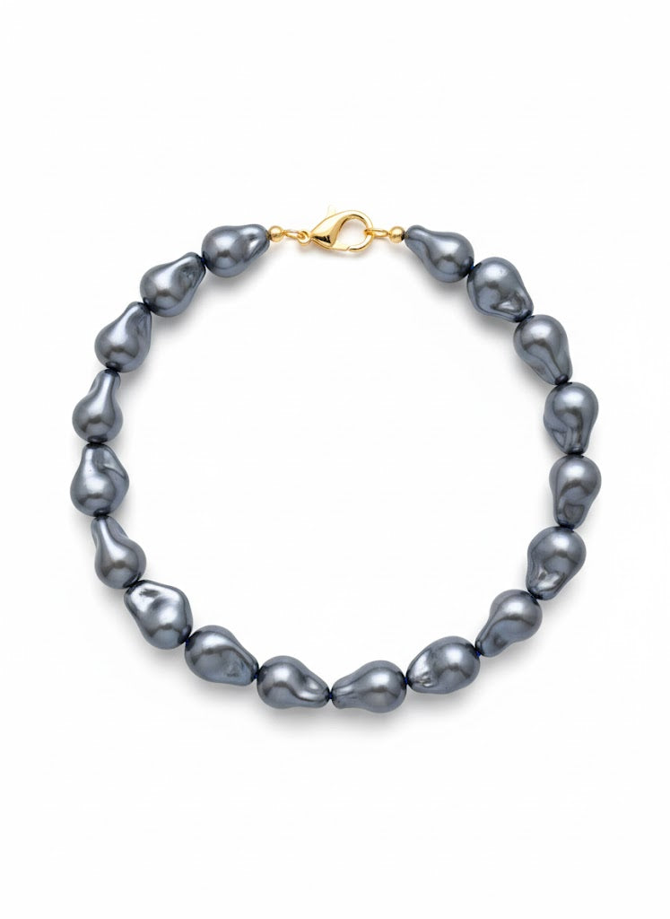 chocker glamour perle vetro chiusura argento925 placcato oro18k nero Fofo Somani