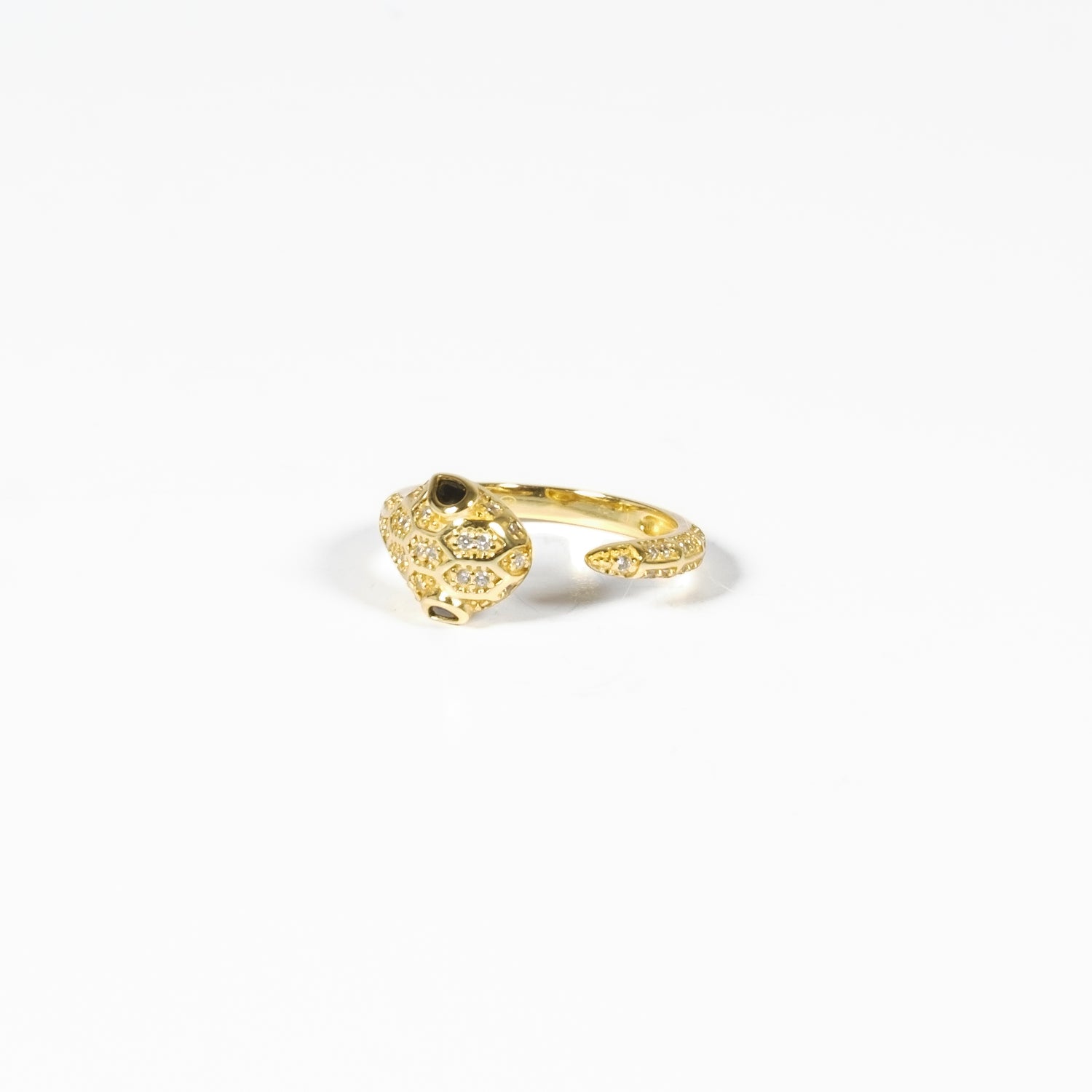 Anello Argento 925 Zirconi Placcato Oro 18K Small Snake Fofo Somani