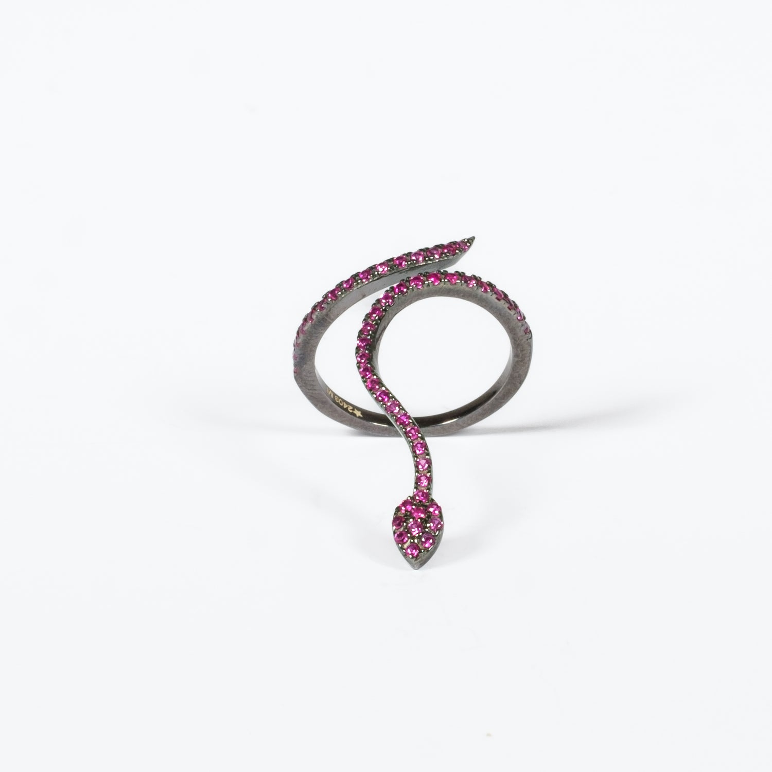 Anello Aspide Argento 925 Zirconi Fucsia Fofo Somani