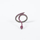 Anello Aspide Argento 925 Zirconi Fucsia Fofo Somani