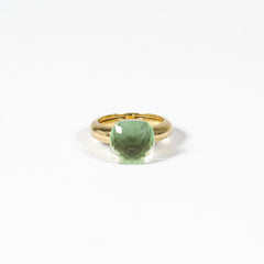 Anello Eden argento 925 con placcatura in oro18k quarzo idrotermale Acquamarina Fofo Somani