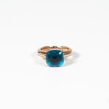 Anello Eden argento 925 con placcatura in oro18k quarzo idrotermale Blu Fofo Somani