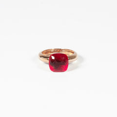 Anello Eden argento 925 con placcatura in oro18k quarzo idrotermale Rosso Fofo Somani
