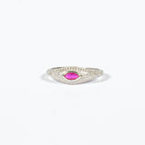 Anello Eye Argento 925 Brunito Zircone Occhio Fucsia Fofo Somani