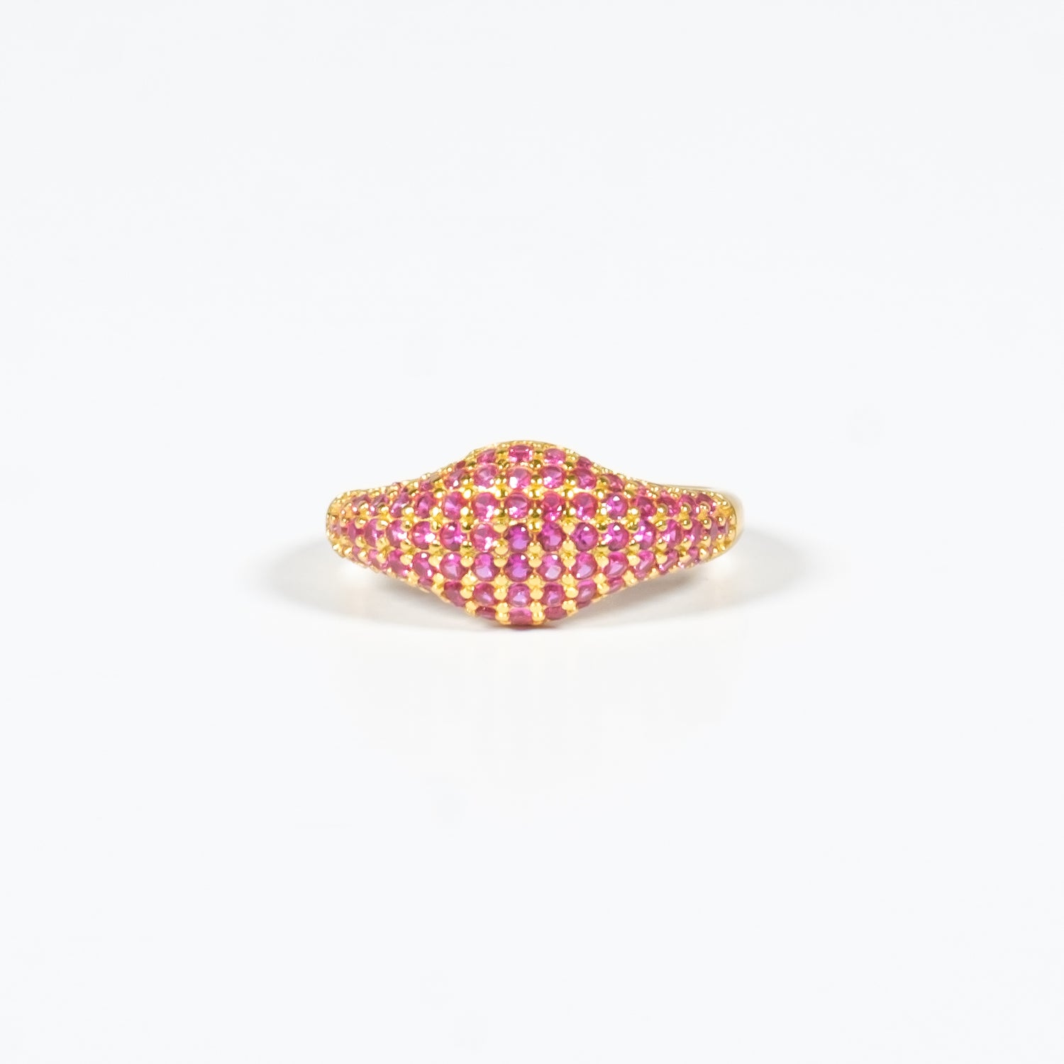 Anello Eye Argento 925 Placcato Oro 18k Zirconi Fucsia Fofo Somani