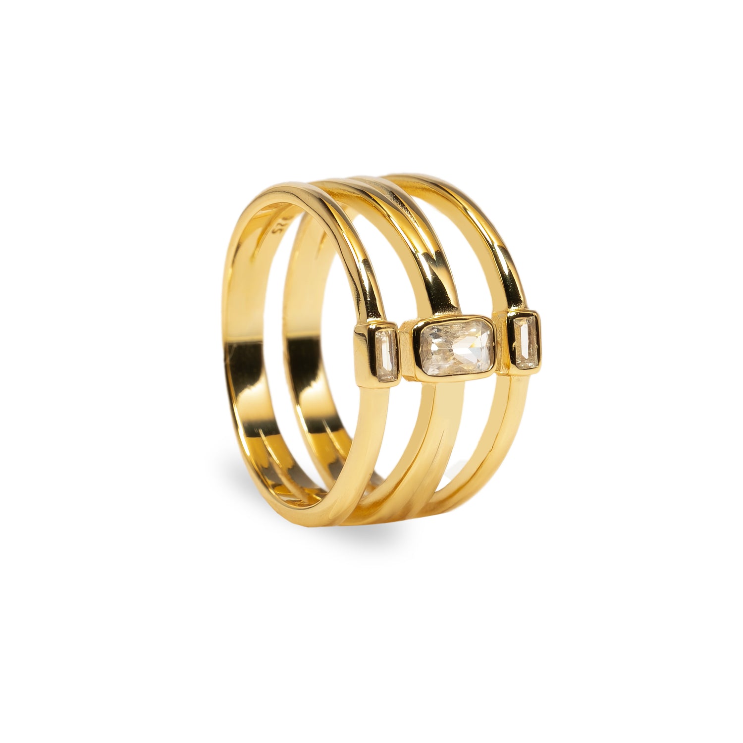 Anello Kim Argento925 Placcato oro18k Zirconi Fofo Somani