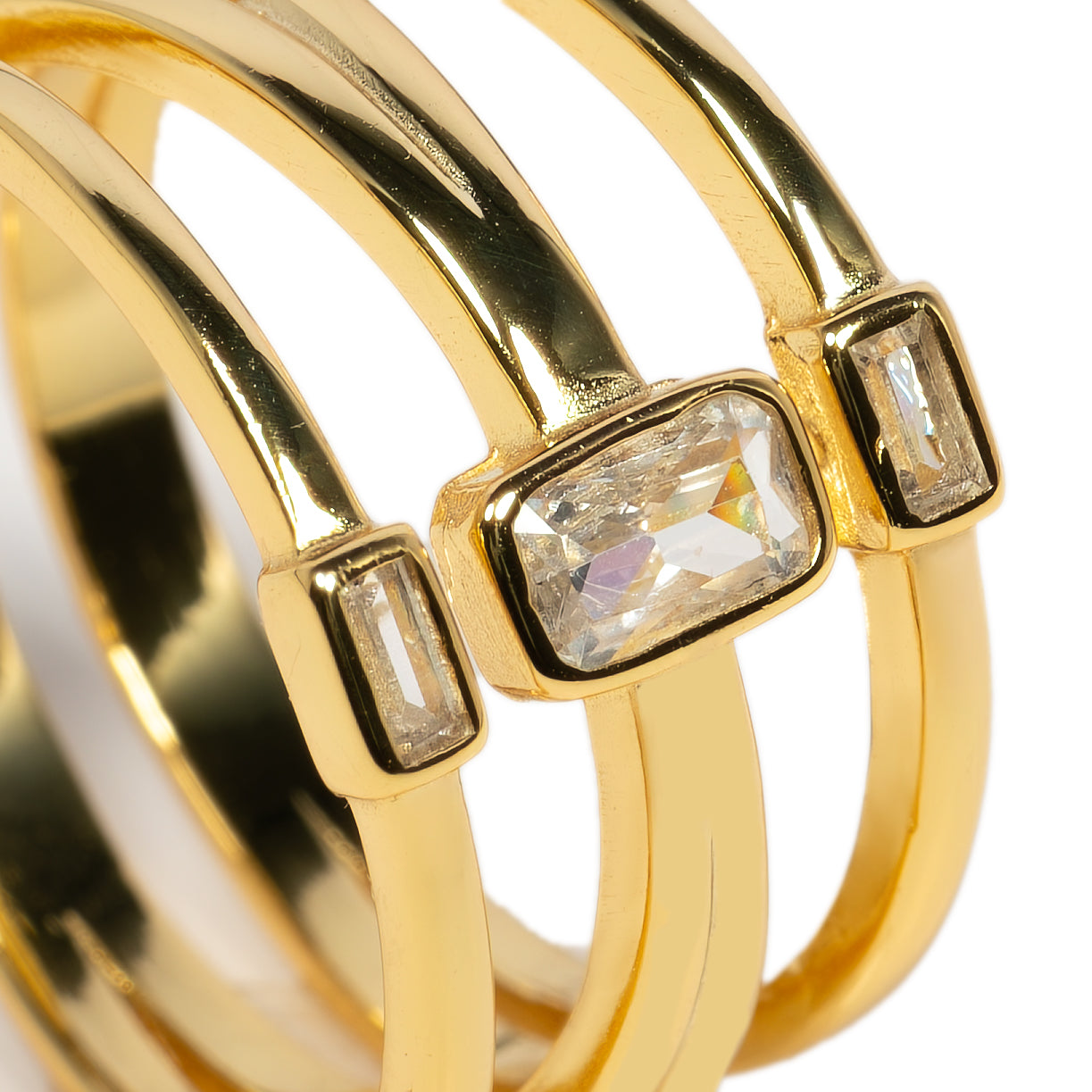 Anello Kim Dettaglio Argento925 Placcato oro18k Zirconi Fofo Somani