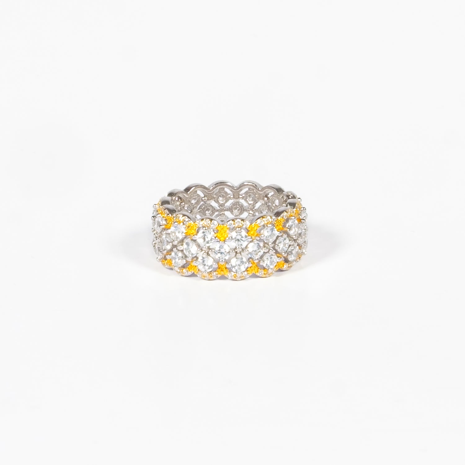 Anello “Pizzo” – Gold & White Argento 926 Fofo Somani