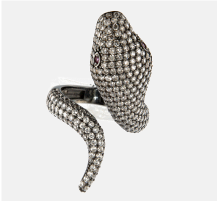 Anello Serpente Argento925 Brunito Zirconi Ice Fofo Somani