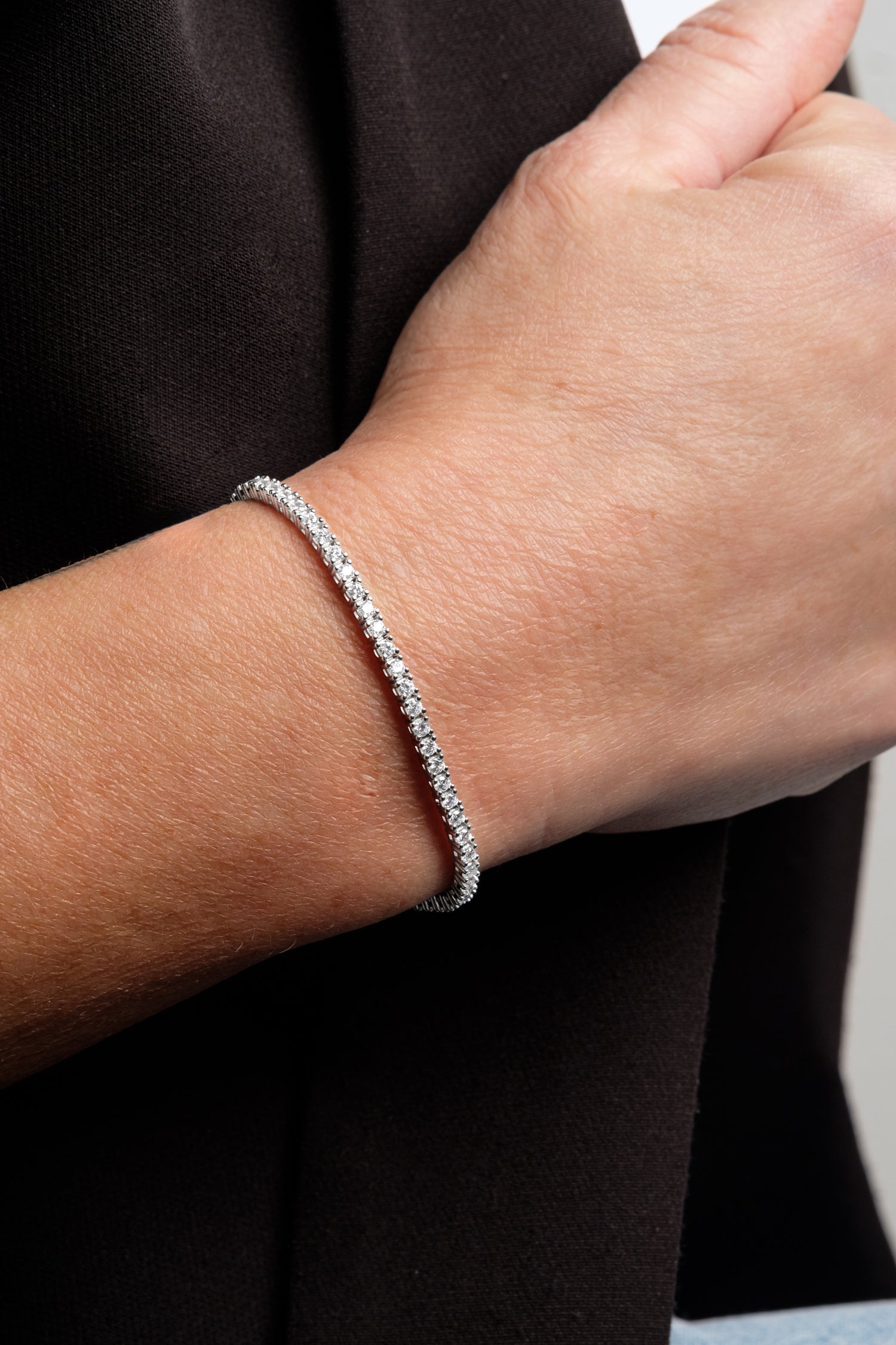 Bracciale Tennis Piccolo Modella Argento925 Rodiato Zirconi Fofo Somani