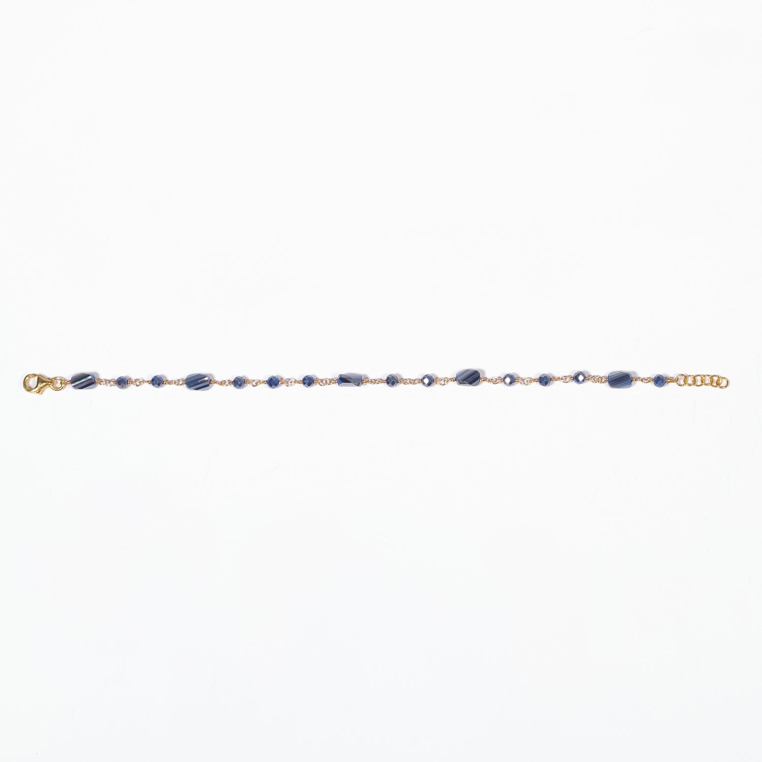 Bracciale Angelina argento 925 placcato oro rosa e zirconi sfaccettati Blu Fofo Somani