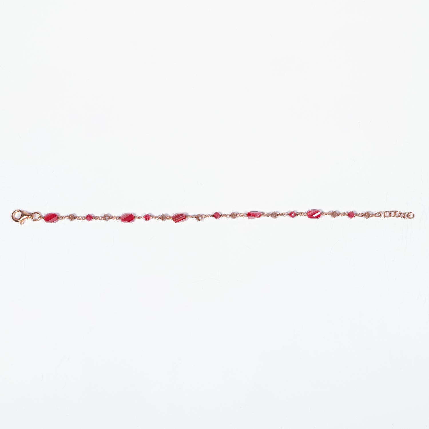Bracciale Angelina argento 925 placcato oro rosa e zirconi sfaccettati Rosso Fofo Somani