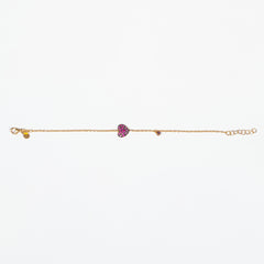 Bracciale Claire Gold - Cuore  argento 925 placcato oro 18k a forma di cuore con uno studio Fucsia Fofo Somani
