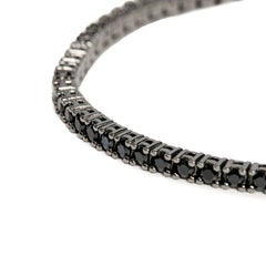 Bracciale Tennis Black on Black Dettaglio argento 925 brunito e zirconi neri incastonati Fofo Somani