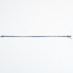 Bracciale Tennis Blu Sfumato argento925 rodiato e zirconi blu sfumati&nbsp;incastonati Fofo Somani