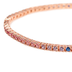 Bracciale Tennis Rose Multicolor Dettaglio Argento925 Placcato Oro Rosa Zirconi Fofo Somani
